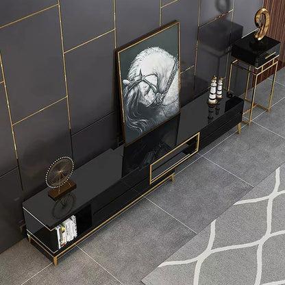 72.8" Black TV Media Console Extendable Up to 102" with Storage Drawers Cables Management - 