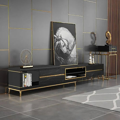 72.8" Black TV Media Console Extendable Up to 102" with Storage Drawers Cables Management - Homary