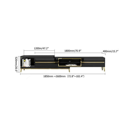 72.8" Black TV Media Console Extendable Up to 102" with Storage Drawers Cables Management - Homary