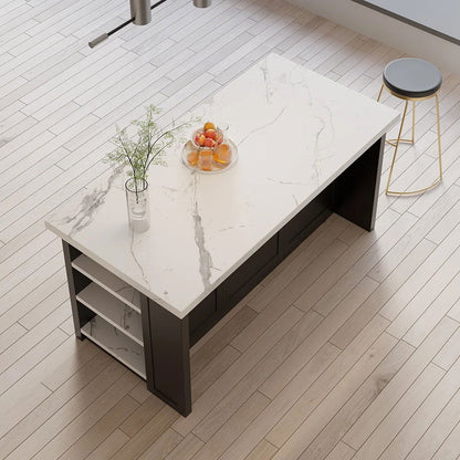 72" Kitchen Islands Black Modern with Storage Kitchen Cabinet - 