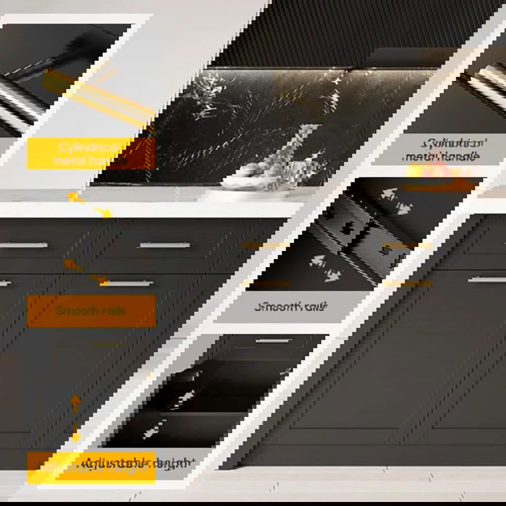 72" Kitchen Islands Black Modern with Storage Kitchen Cabinet - 