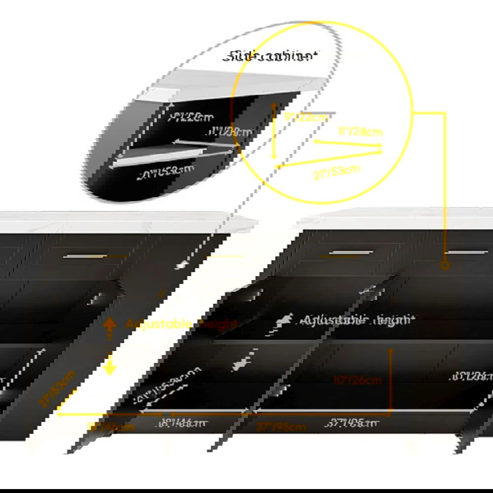 72" Kitchen Islands Black Modern with Storage Kitchen Cabinet - 