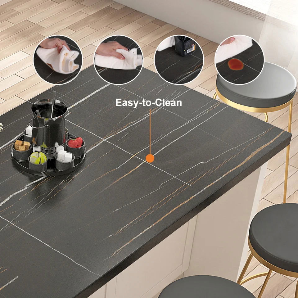 72" Kitchen Islands Black & White Modern with Storage Kitchen Cabinet - 