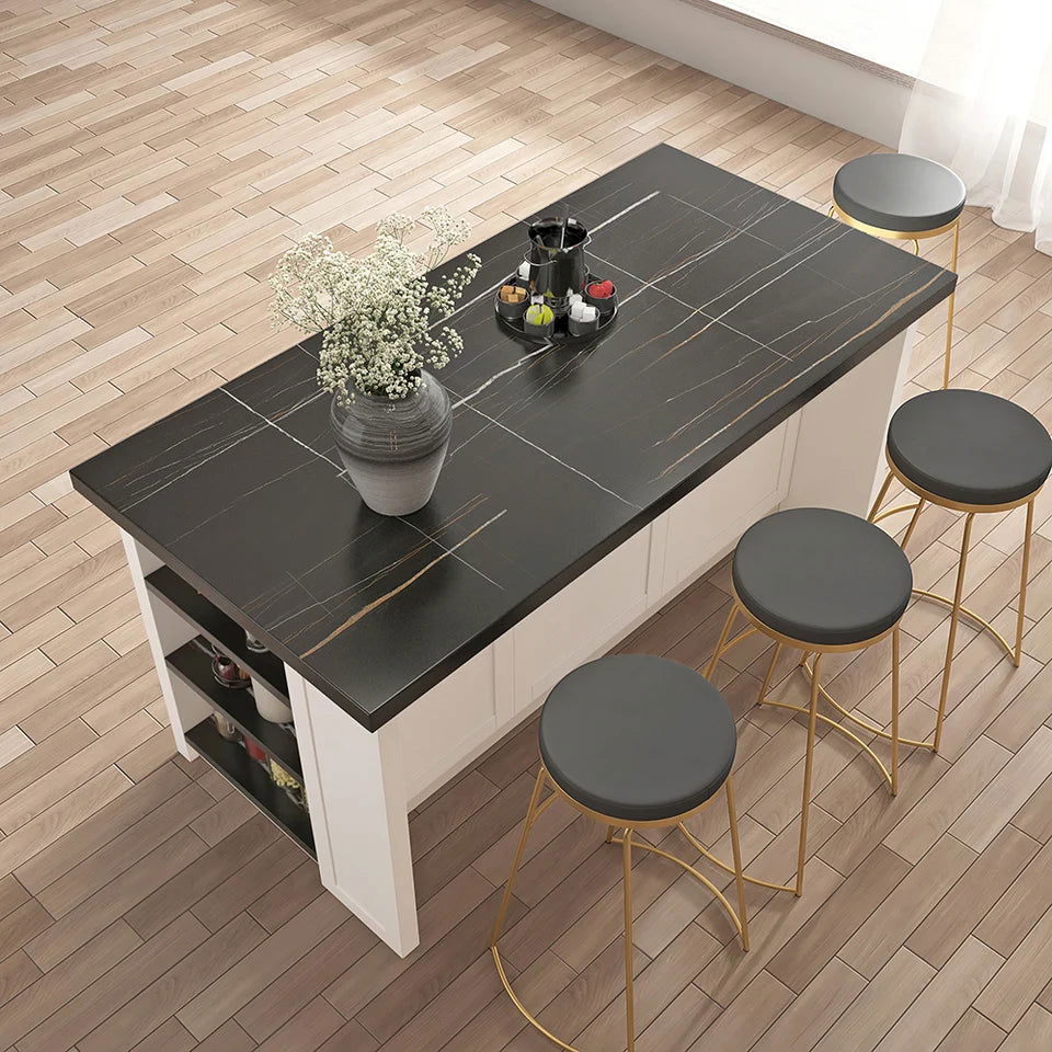 72" Kitchen Islands Black & White Modern with Storage Kitchen Cabinet - 