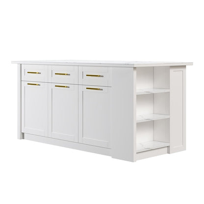 72" Kitchen Islands Sintered Stone White Modern with Storage Kitchen Cabinet - 