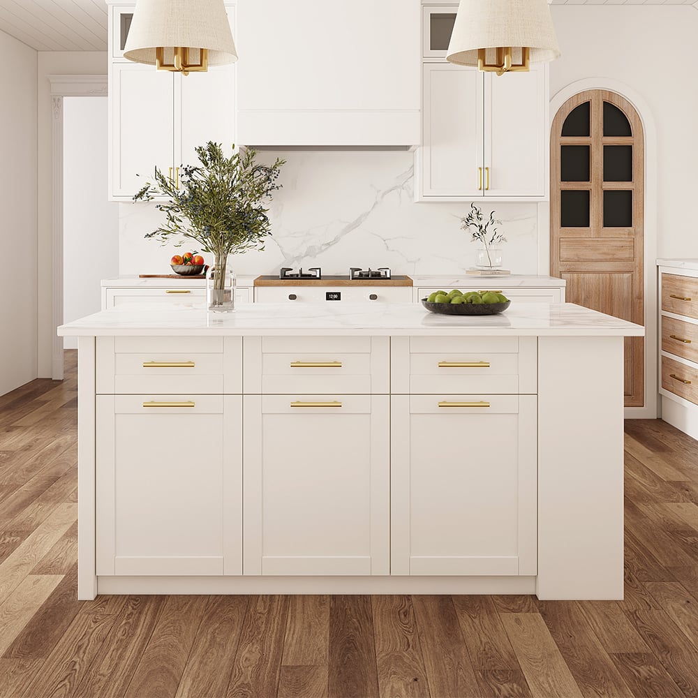 72" Kitchen Islands Sintered Stone White Modern with Storage Kitchen Cabinet - Approved By Design
