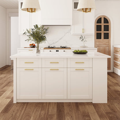 72" Kitchen Islands Sintered Stone White Modern with Storage Kitchen Cabinet - Approved By Design