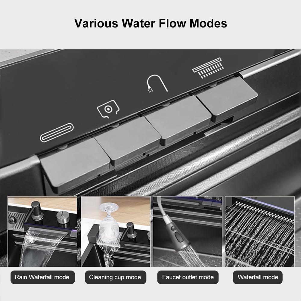 750mm Black Drop-in Kitchen Sink with Mixer Tap Single Bowl Stainless Steel - 