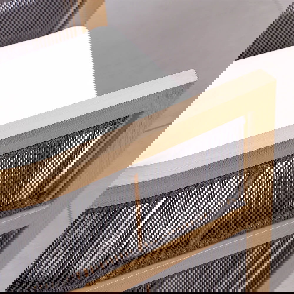 7 Pieces Outdoor Dining Set For 6 with Rectangle Table & Rope Woven Armchair in Natural - 