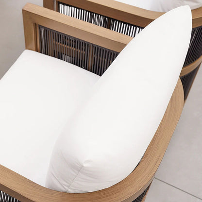 7 Pieces Outdoor Dining Set For 6 with Rectangle Table & Rope Woven Armchair in Natural - 