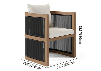 7 Pieces Outdoor Dining Set For 6 with Rectangle Table & Rope Woven Armchair in Natural - 