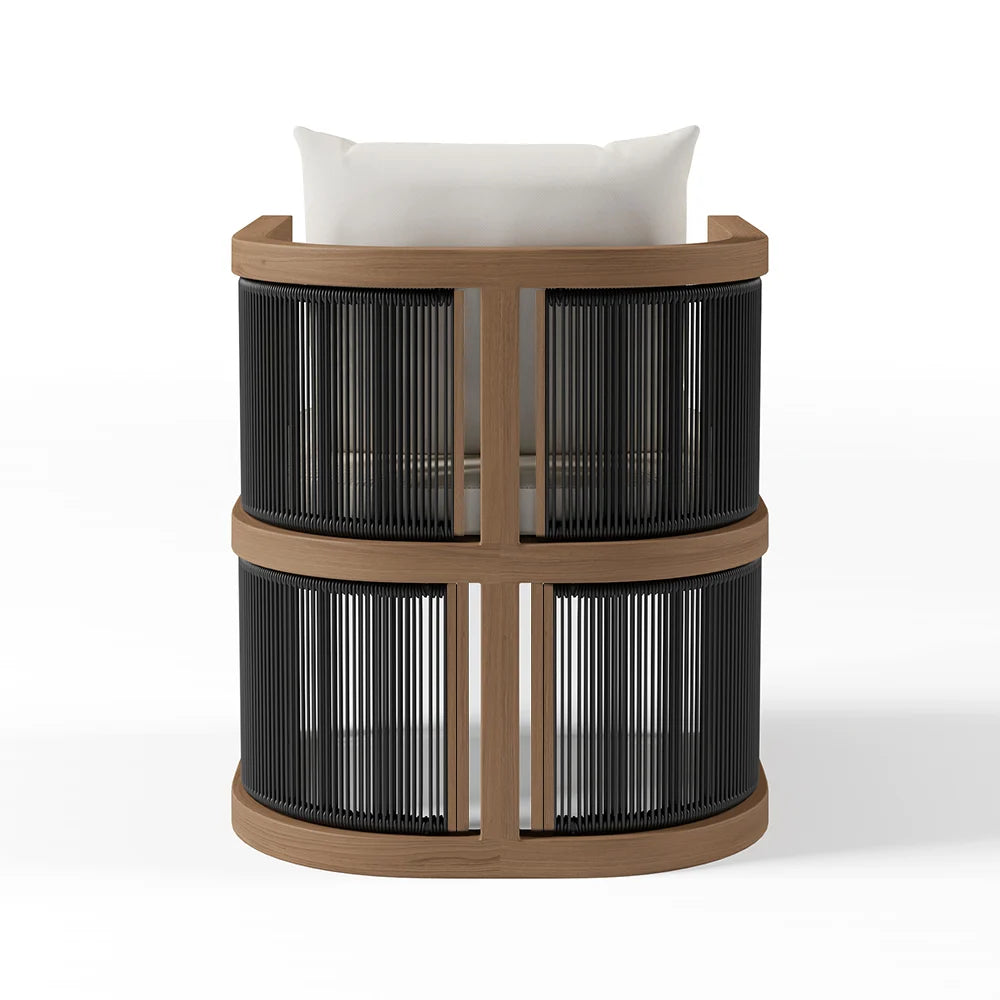 7 Pieces Outdoor Dining Set For 6 with Rectangle Table & Rope Woven Armchair in Natural - 