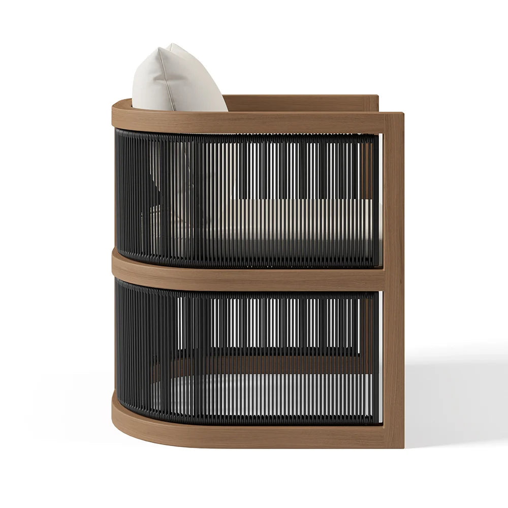 7 Pieces Outdoor Dining Set For 6 with Rectangle Table & Rope Woven Armchair in Natural - 