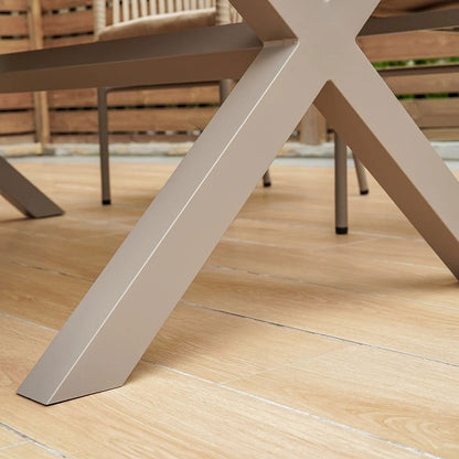 7 Pieces Outdoor Dining Set with Rectangle Table and Woven Rattan Armchair in Natural - 