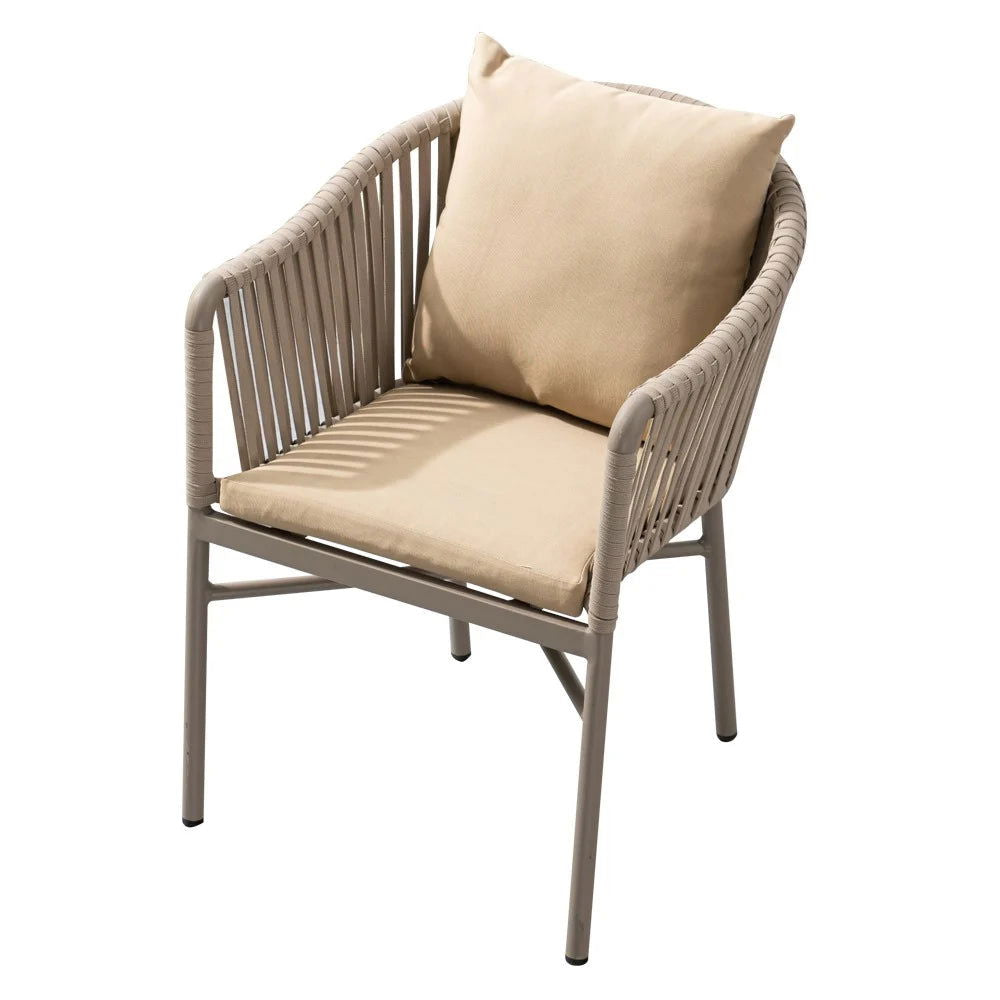 7 Pieces Outdoor Dining Set with Rectangle Table and Woven Rattan Armchair in Natural - 