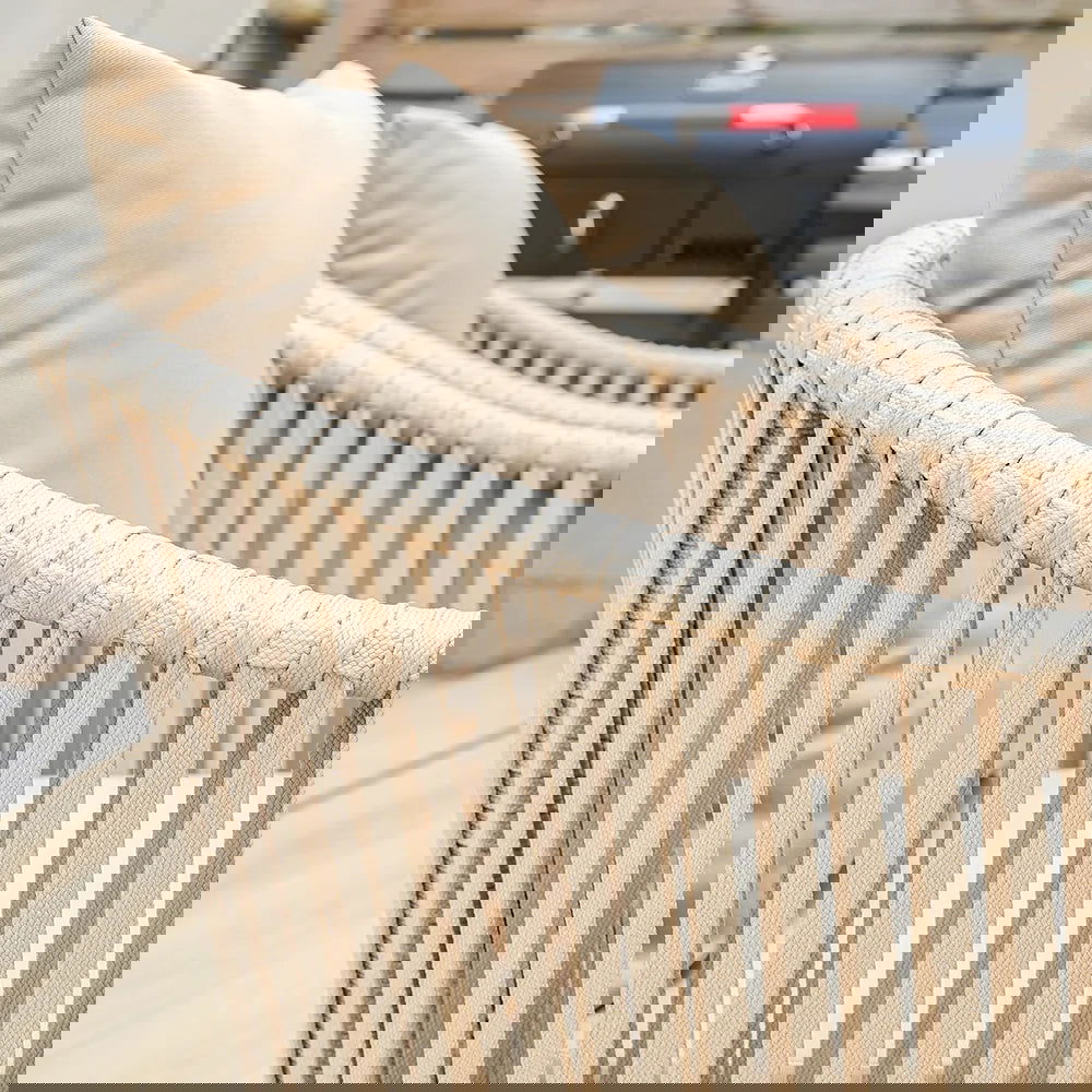 7 Pieces Outdoor Dining Set with Rectangle Table and Woven Rattan Armchair in Natural - 