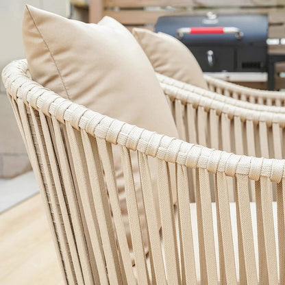 7 Pieces Outdoor Dining Set with Rectangle Table and Woven Rattan Armchair in Natural - 