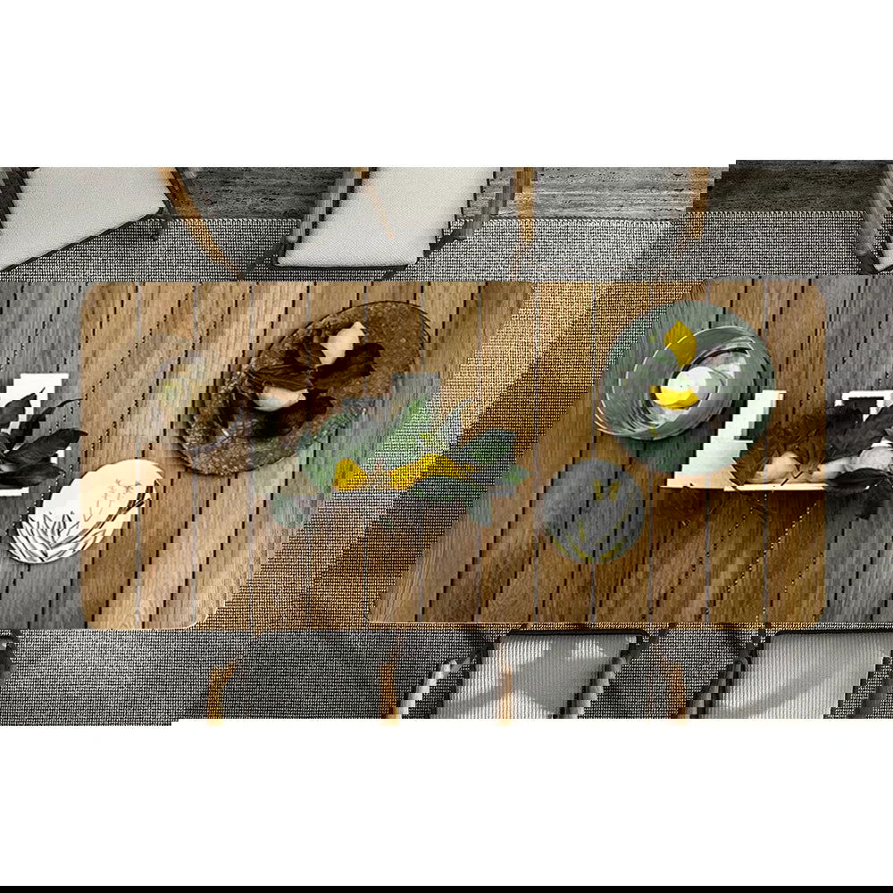 7 Pieces Outdoor Patio Dining Set with Teak Wood Table and Chair in Natural & Grey - 