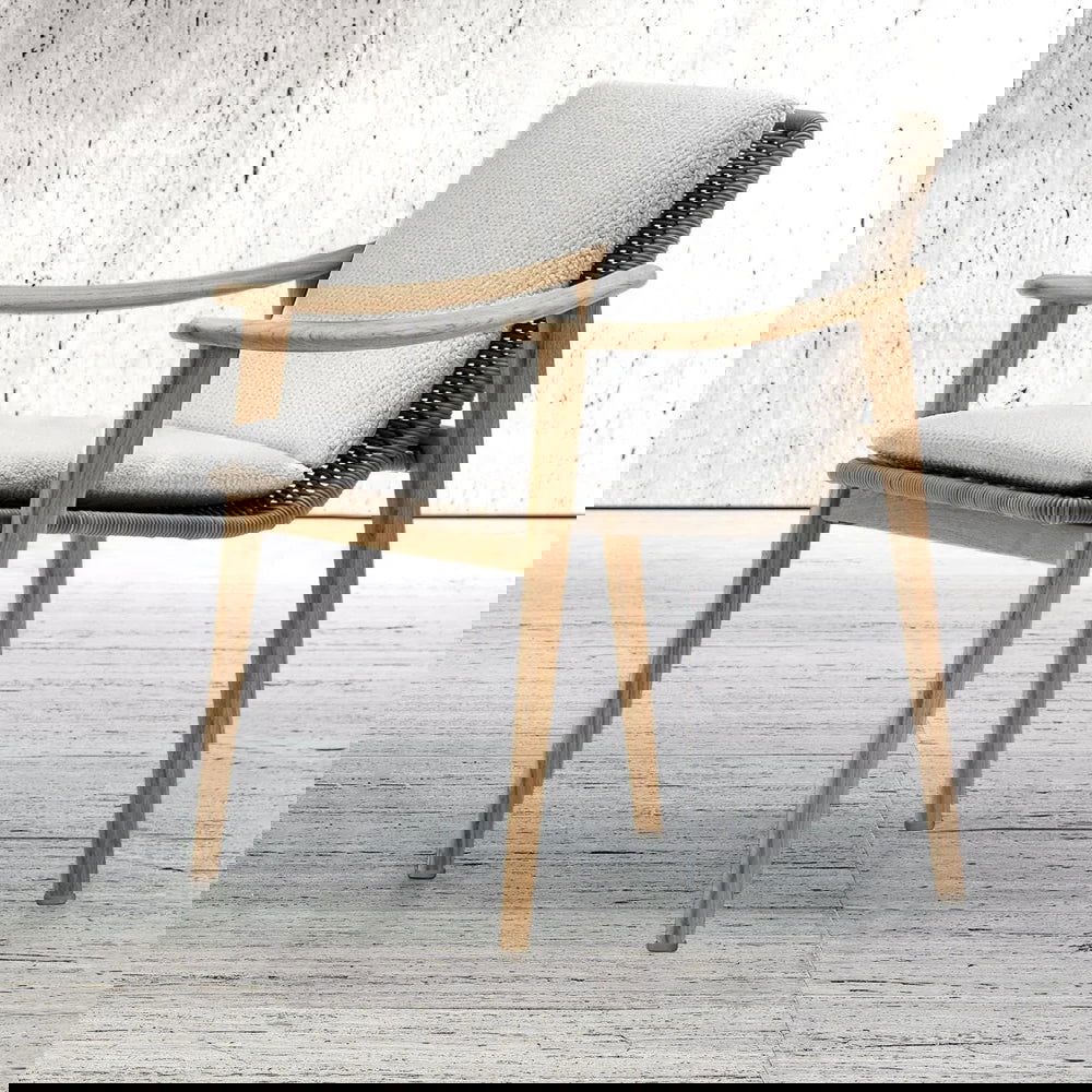 7 Pieces Outdoor Patio Dining Set with Teak Wood Table and Chair in Natural & Grey - 