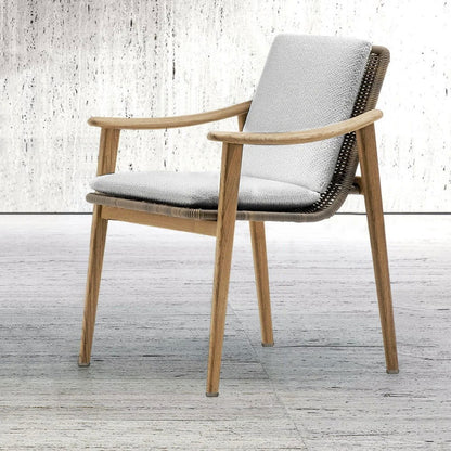 7 Pieces Outdoor Patio Dining Set with Teak Wood Table and Chair in Natural & Grey - 