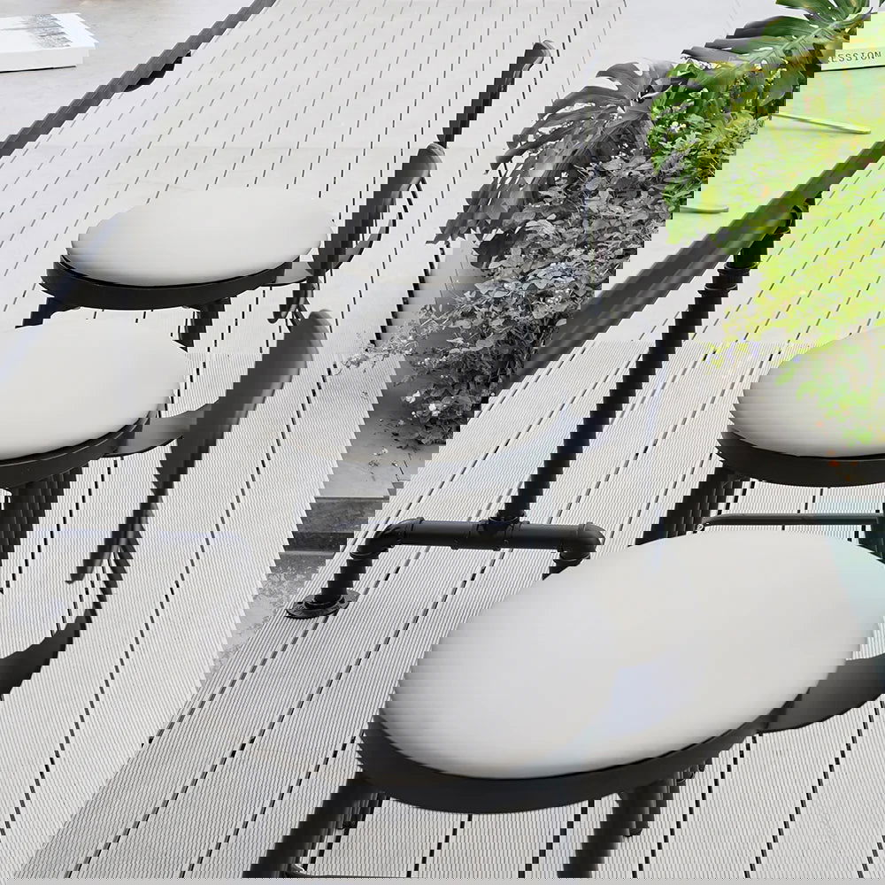 7 Pieces Rectangle Outdoor Patio Bar Dining Set with Teak Table and Chairs for 6 Person - 