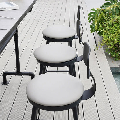 7 Pieces Rectangle Outdoor Patio Bar Dining Set with Teak Table and Chairs for 6 Person - 