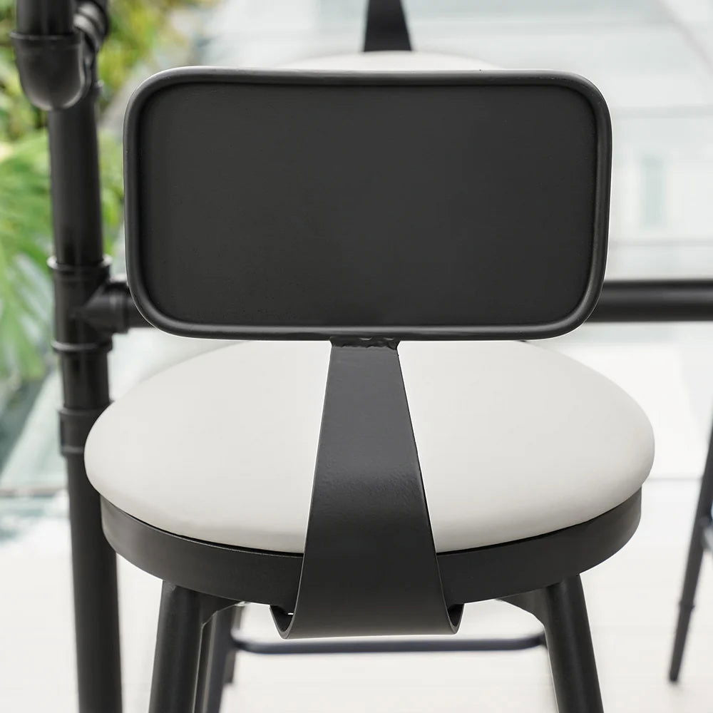 7 Pieces Rectangle Outdoor Patio Bar Dining Set with Teak Table and Chairs for 6 Person - 