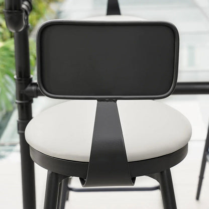 7 Pieces Rectangle Outdoor Patio Bar Dining Set with Teak Table and Chairs for 6 Person - 