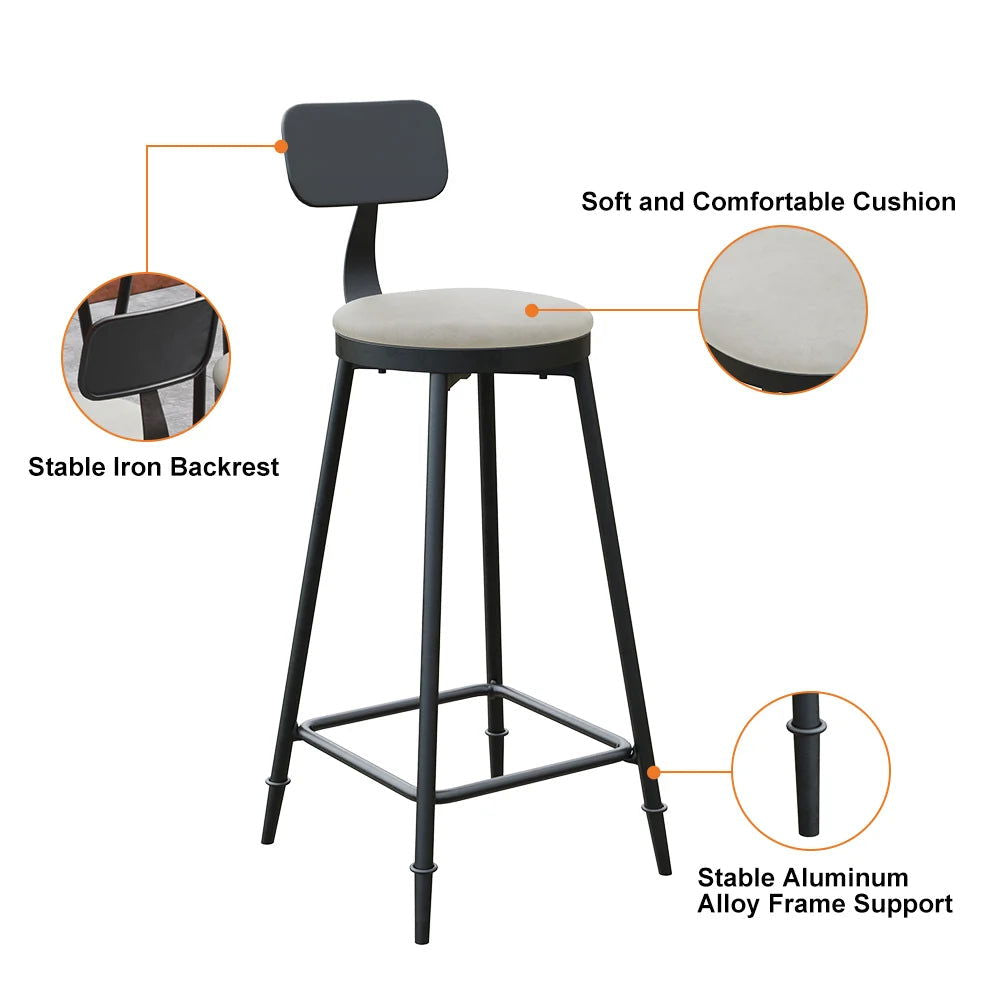 7 Pieces Rectangle Outdoor Patio Bar Dining Set with Teak Table and Chairs for 6 Person - 