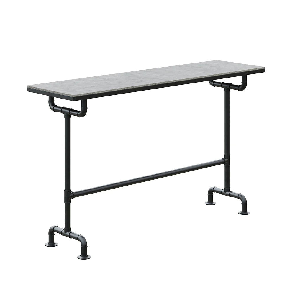 7 Pieces Rectangle Outdoor Patio Bar Dining Set with Teak Table and Chairs for 6 Person - 