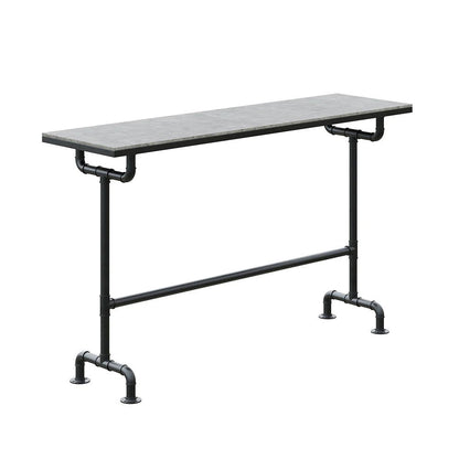 7 Pieces Rectangle Outdoor Patio Bar Dining Set with Teak Table and Chairs for 6 Person - 