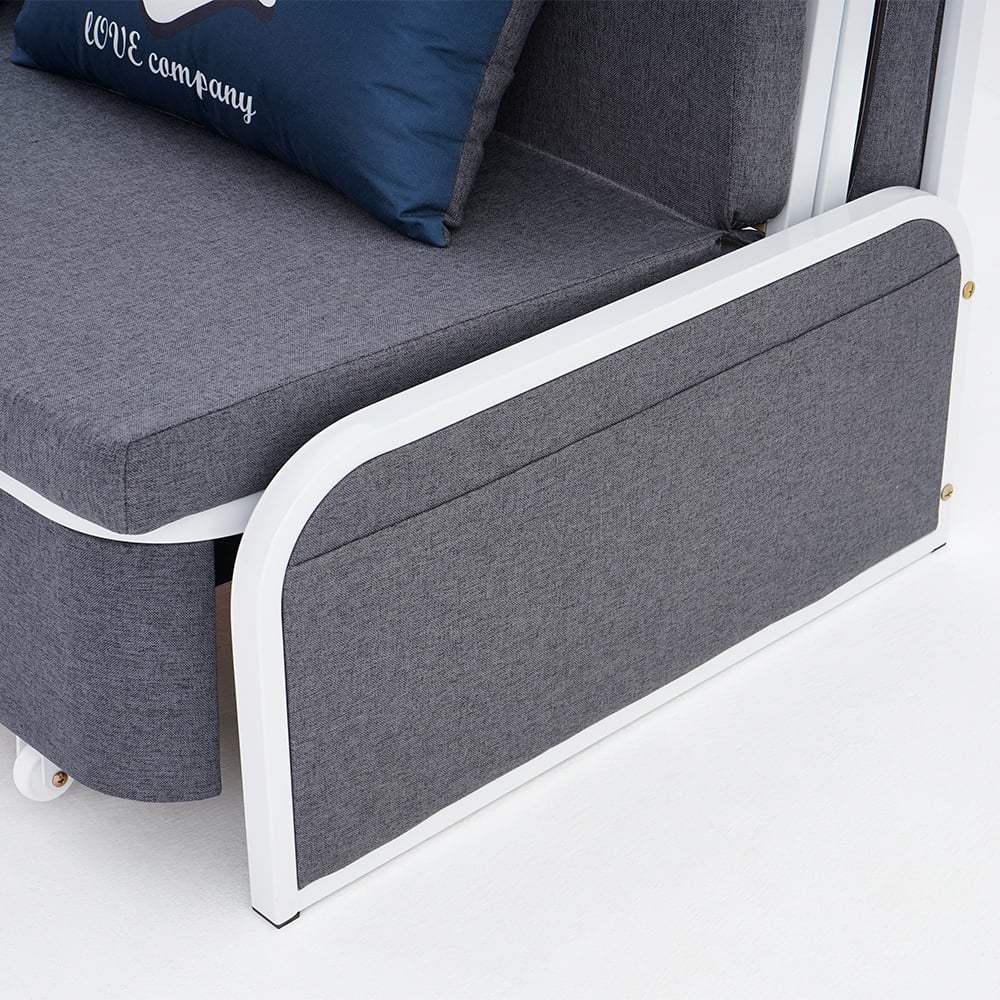 1830mm Modern Deep Grey Cotton Linen Upholstered Convertible Sofa Bed with Storage