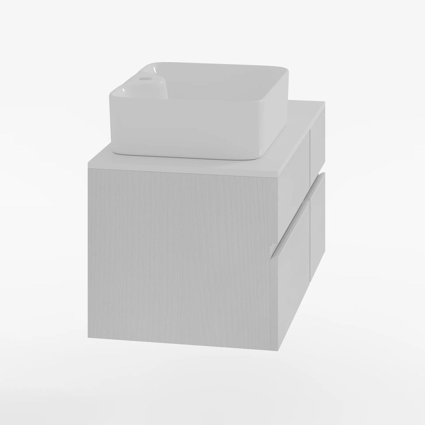 800mm White Wall-mount Floating Bathroom Vanity Faux Marble Top Ceramic Countertop Basin - 