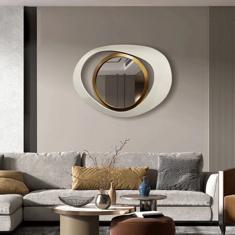 Modern 4-Piece 600mm Large White & Gold Abstract Geometry Wall Mirror Decor Living Room