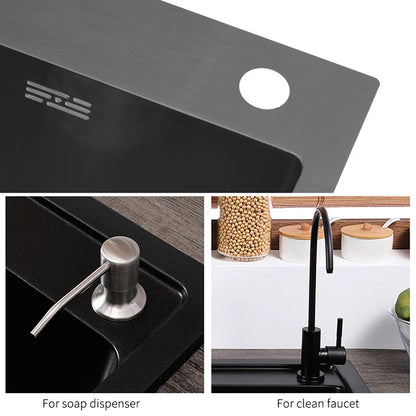 820mm Black Stainless Steel Kitchen Sink Double Bowls Drop-In Sink with Waste - 