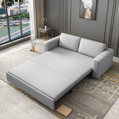 82" Cotton and Linen Upholstered Convertible Sofa Bed Gray Sleeper Couch with Storage - 
