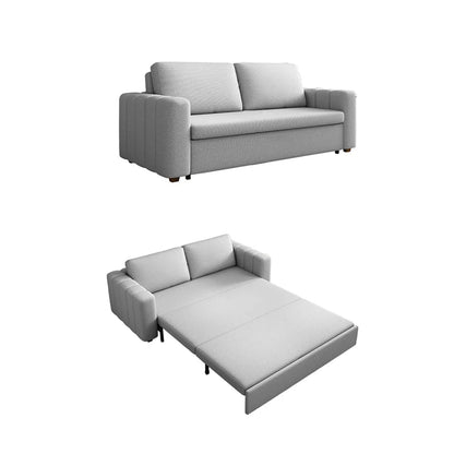 82" Cotton and Linen Upholstered Convertible Sofa Bed Gray Sleeper Couch with Storage - 