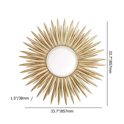 857mm Luxury Creative Gold Sunburst Large Metal Wall Mirror Decor Art for Living Room - 