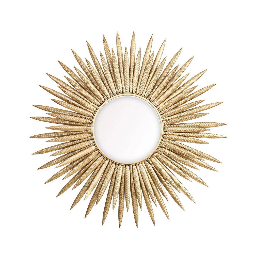 857mm Luxury Creative Gold Sunburst Large Metal Wall Mirror Decor Art for Living Room - 