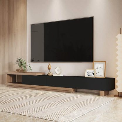 Quoint Modern TV Stand Retracted & Extendable 3-Drawer Media Console for TV Up to 80"