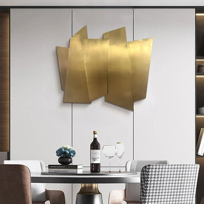 900mm Luxury Irregular Stainless Steel Wall Decor Geometric Art in Gold for Living Room - 