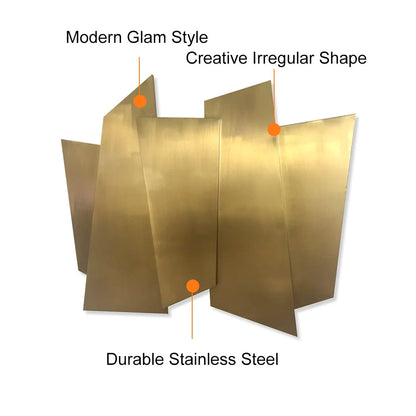 900mm Luxury Irregular Stainless Steel Wall Decor Geometric Art in Gold for Living Room - 