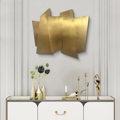 900mm Luxury Irregular Stainless Steel Wall Decor Geometric Art in Gold for Living Room - 