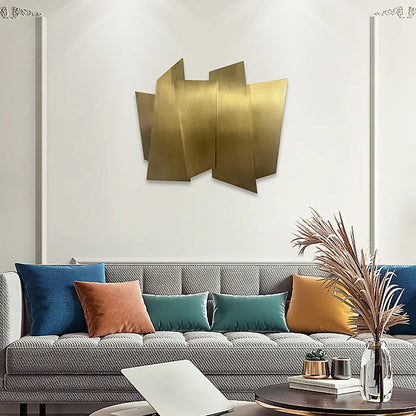 900mm Luxury Irregular Stainless Steel Wall Decor Geometric Art in Gold for Living Room - 