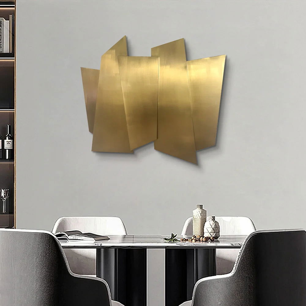 900mm Luxury Irregular Stainless Steel Wall Decor Geometric Art in Gold for Living Room - 