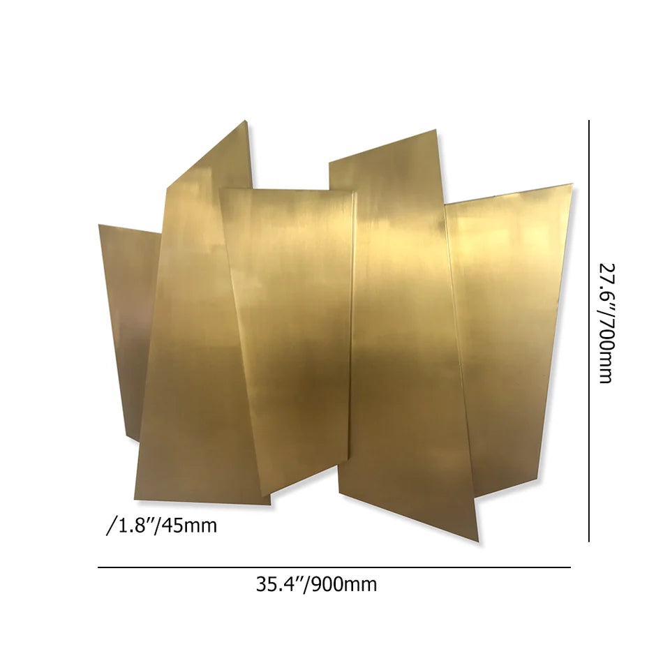 900mm Luxury Irregular Stainless Steel Wall Decor Geometric Art in Gold for Living Room - 