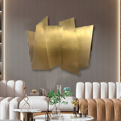 900mm Luxury Irregular Stainless Steel Wall Decor Geometric Art in Gold for Living Room - Homary