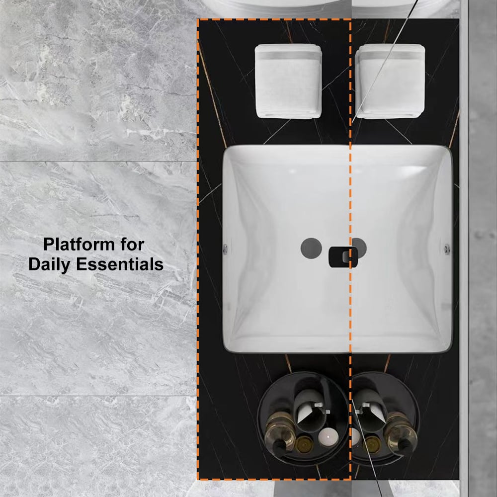 900mm Modern Floating Bathroom Vanity Faux Marble Single Ceramic Sink Black - 