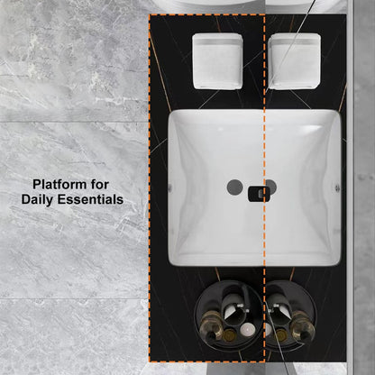 900mm Modern Floating Bathroom Vanity Faux Marble Single Ceramic Sink Black - 