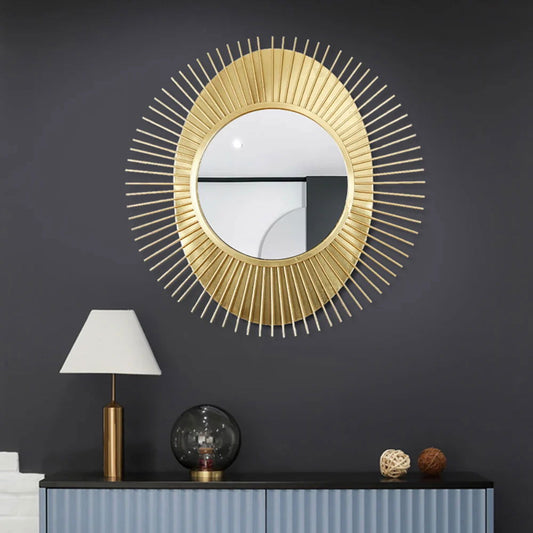 915mm Luxury Creative Sunburst Gold Metal Wall Mirror Home Decor for Living Room - 